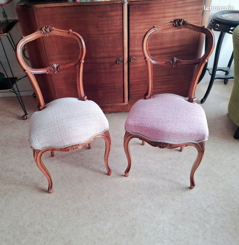 Paire de chaises de chambre de style Louis XV, entièrement restaurées (image 1)