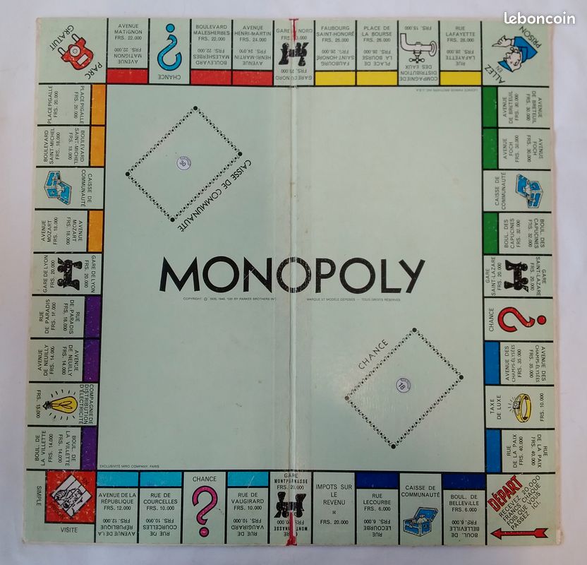 Jeu de société Monopoly ancien – MIRO – Copyright 1935