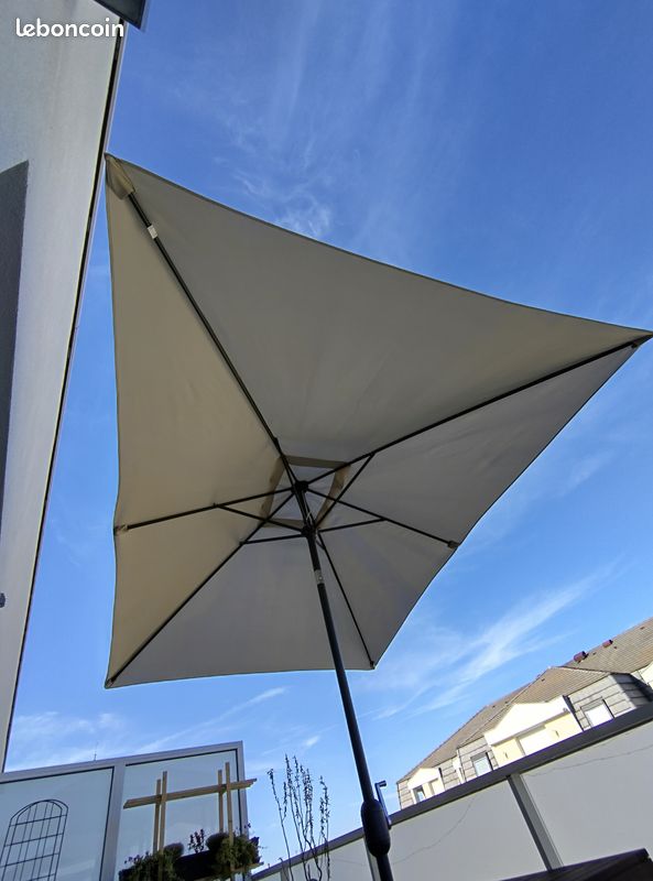 Parasol rectangle beige hestia avec pied (image 3)