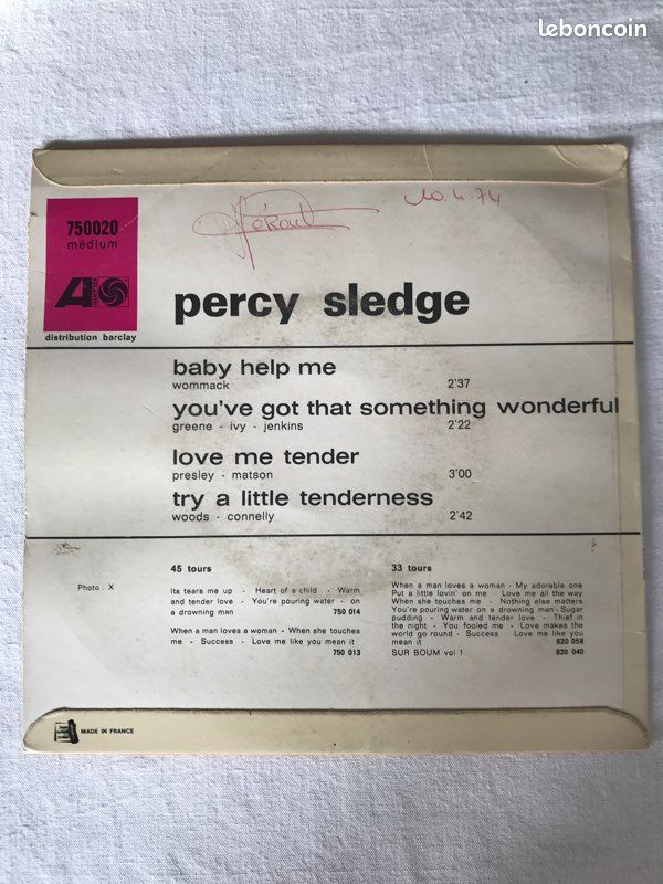 Percy Sledge EP 45 tours Atlantic records (image 2)
