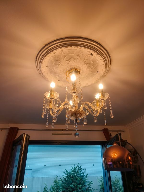 Lustre/plafonnier crystal 5 ampoules vintage (image 1)