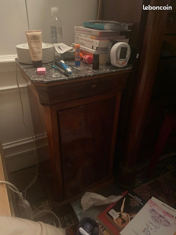 Table de nuit bois dessus marbre (image 1)