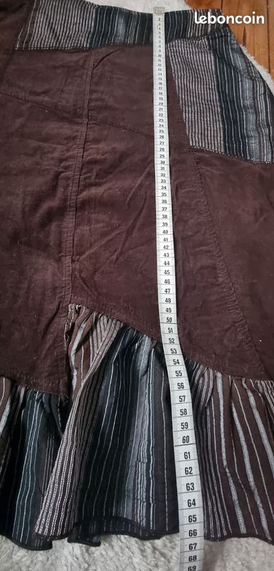 🤎Jupe destructurée velours marron et rayures t.44 (image 6)