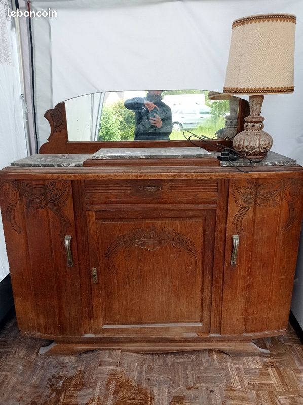 Buffet bois et marbre (image 1)