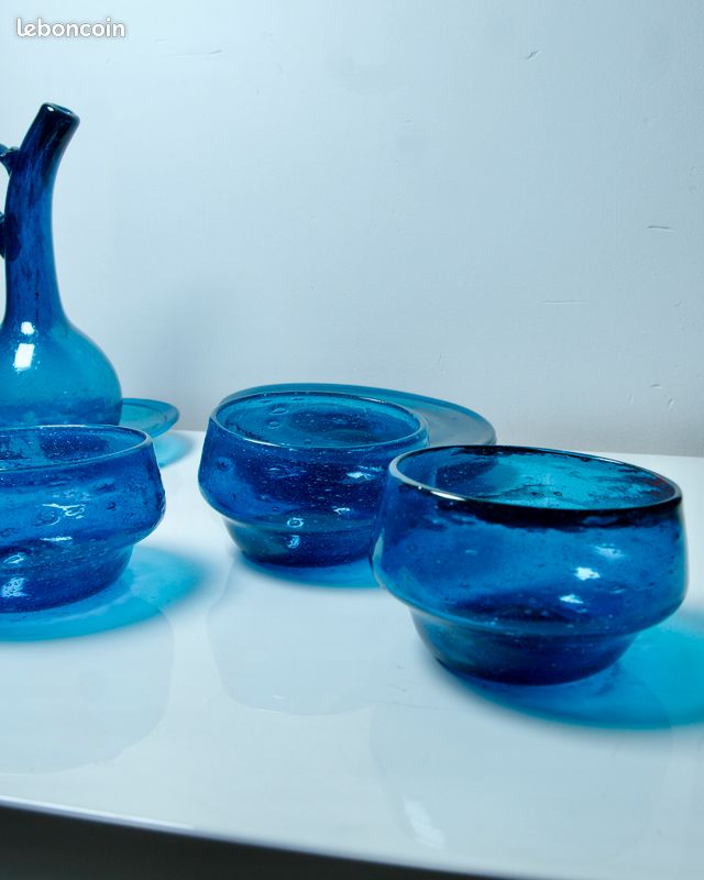 BIOT GRANDE CARAFE en verre bullé vert d'eau EUR 40,00 - FR