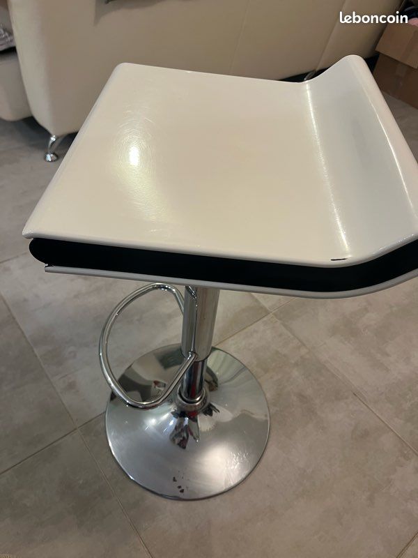 Tabouret de bar réglable blanc (image 3)