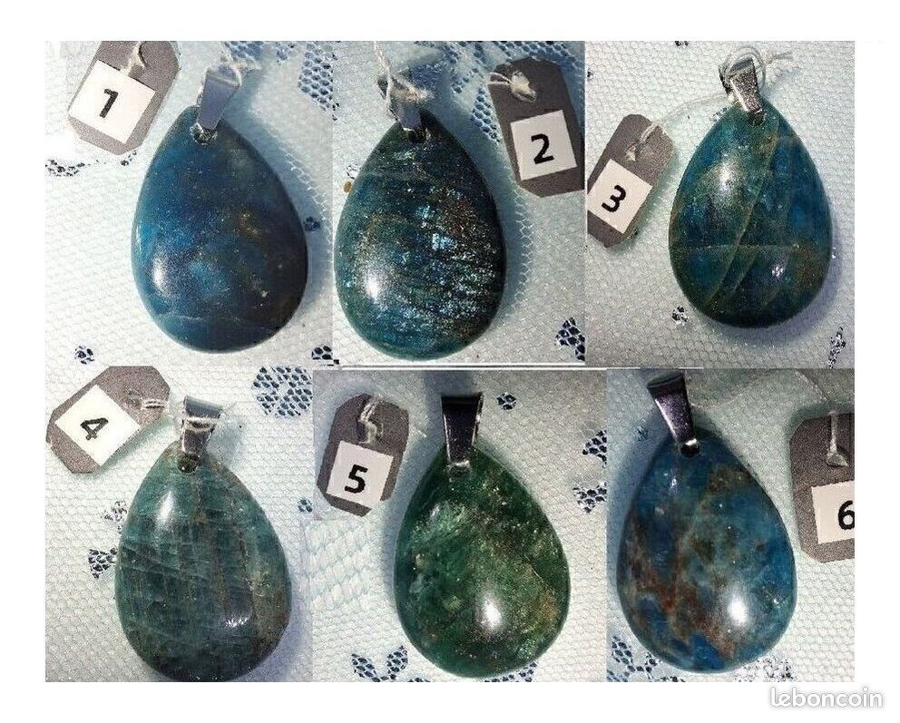 MESPIERRES - Bijoux - Pendentif en Apatite - Pierre naturelle 2.5cm B_308 (image 7)
