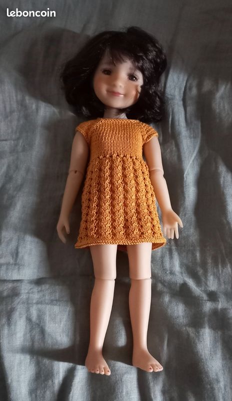 Robe poupée ancienne bleuette 29 cm Smocks