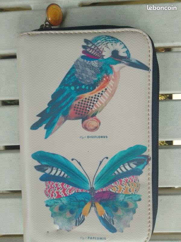 FOSDICK 2 Pièces Porte-Monnaie Femme Papillon - Mini Portefeuille Avec Fermeture Éclair, Pochette Portable Tissu Polyester 13.5 X 11 Cm