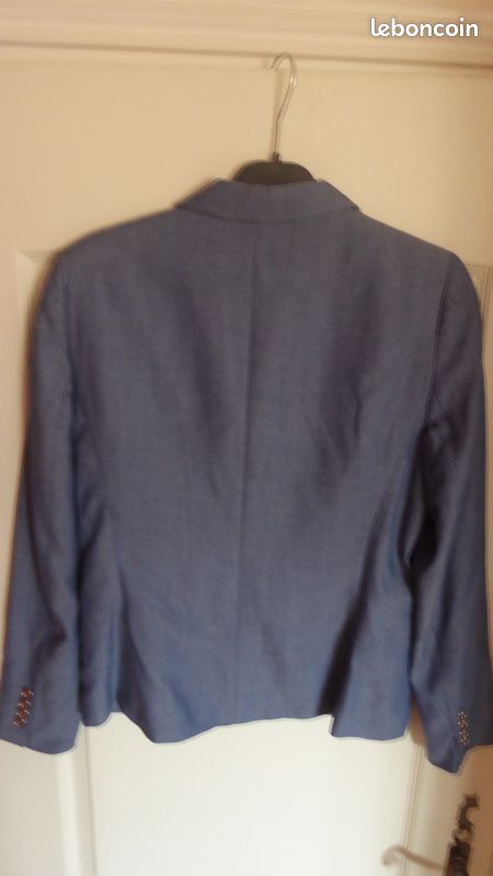 Veste marque 1-2-3 bleu moucheté blanche (image 2)