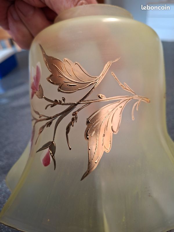 Tulipe lampe à pétrole lampe à huile décor floral dorure art nouveau Belle époque (image 6)