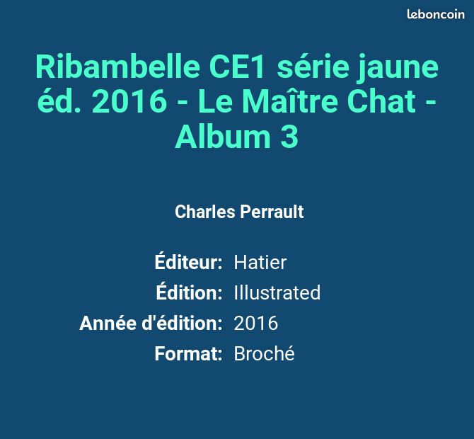 Ribambelle CE1 série jaune éd. 2016 - Le Maître Chat - Album 3 - Charles Perrault, Benjamin ... (image 2)