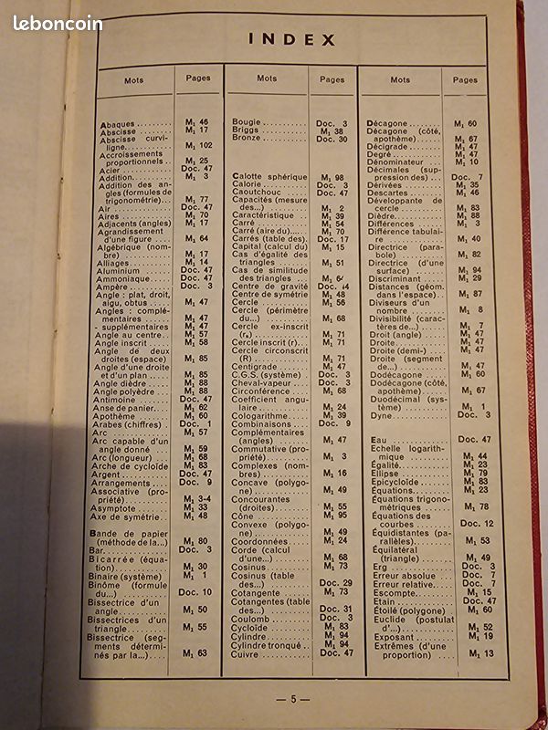 Aide-mémoire mathématiques Technor par R. Cluzel Chez Delagrave et tables de valeurs numériques (image 5)