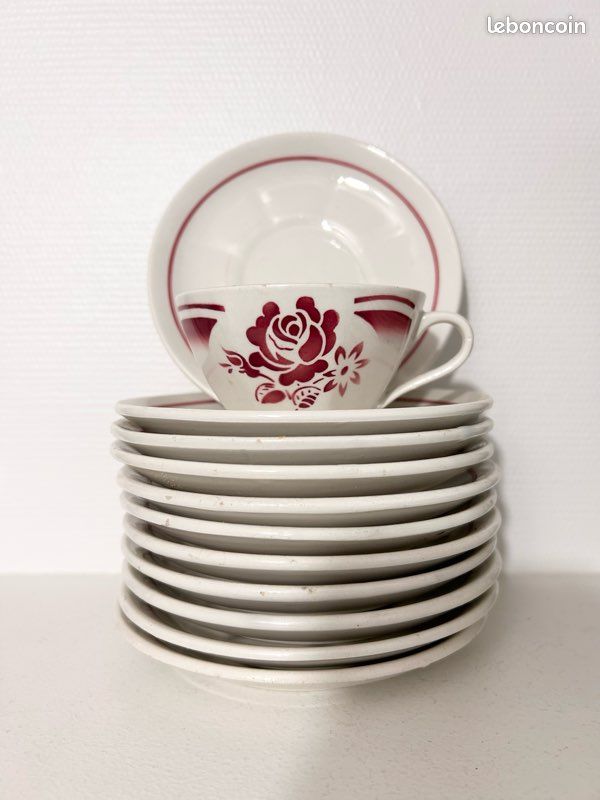 Faïence / Terre de fer - Vaisselle ancienne - Service à café (image 6)