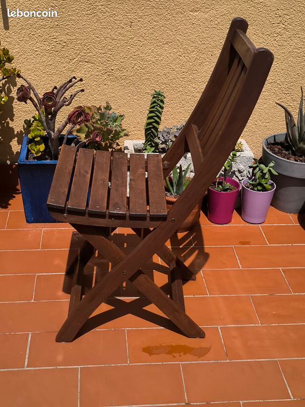 Chaise bois acacia pliante terrasse balcon jardin (image 2)