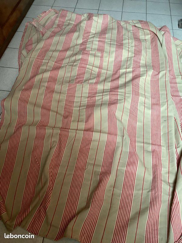 Coupon De Tissu Pilou Rayé Bleu - 50 X 76 Cm - Coton - Occasion Lavé Une Fois