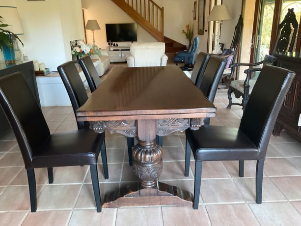 Table haute plateau style bois - 2m40 ( 8 couverts) occasion