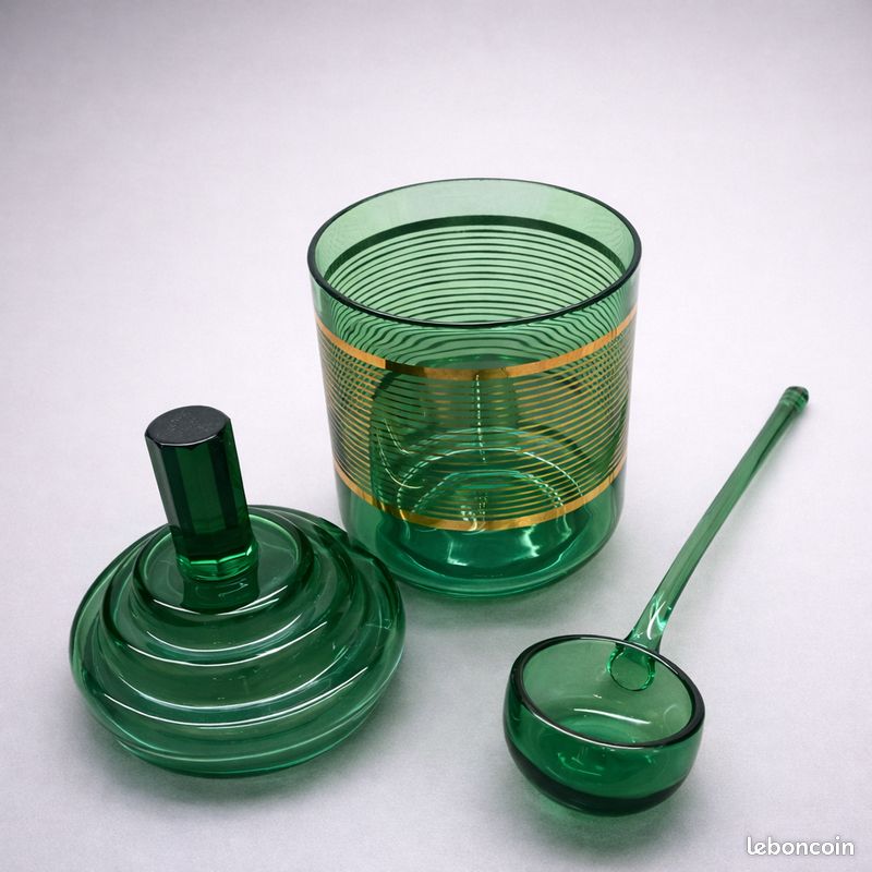 Serviteur De Table Vintage 1950 – Teck Et Verre Vert – Plateau Roulant