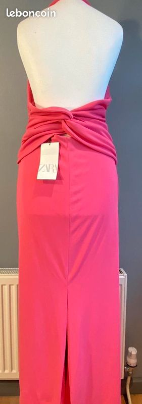 Robe longue Zara rose fuchsia dos nu – Coupe moulante – XS – Neuve (image 2)