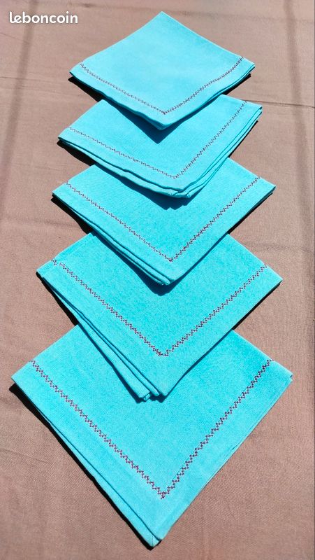 5 serviettes de table turquoises (image 4)