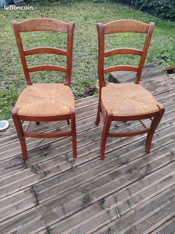 Chaises en bois 4 assises tissus et 2 en pailles (image 4)
