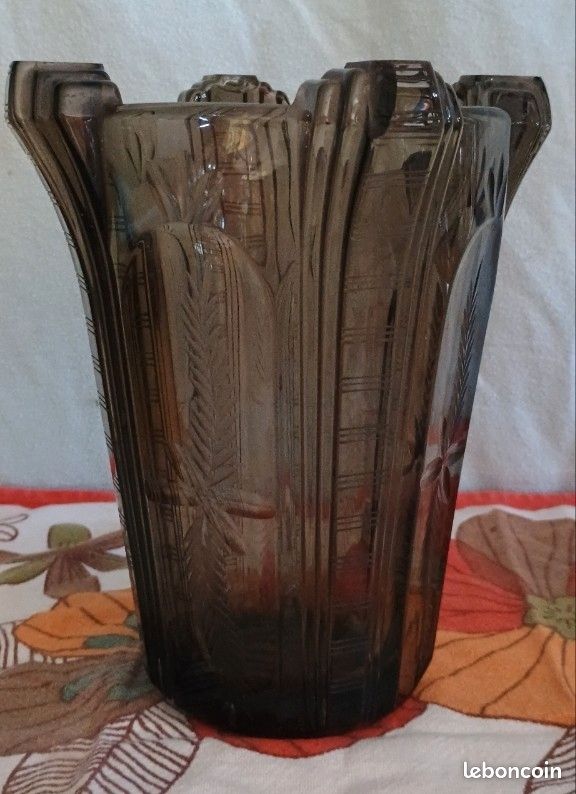 Vase style Daum art déco cristal ciselé (image 1)