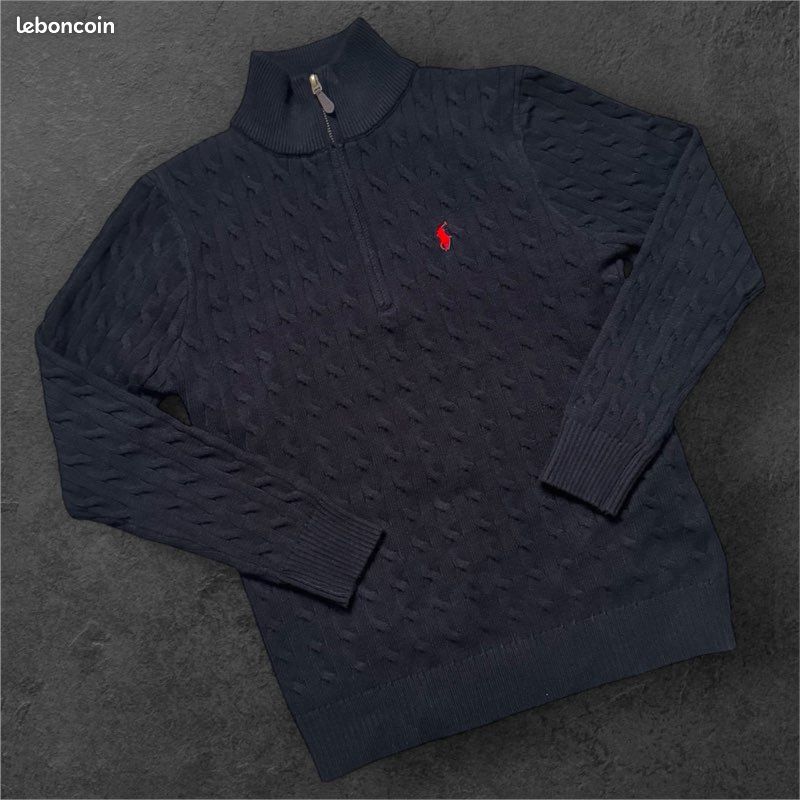 Half zip torsadé Ralph Lauren noir – Taille M – Neuf avec étiquette (image 7)