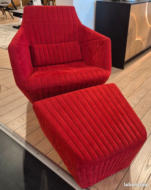 Fauteuil avec pouf facett bouroulec (image 4)