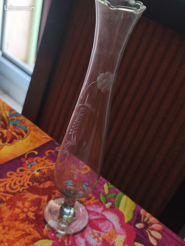 Vintage vase verre décoré (image 4)