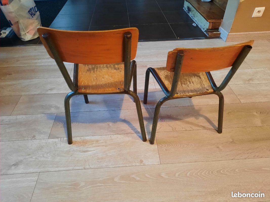 Bureau double ancien avec chaises (image 4)