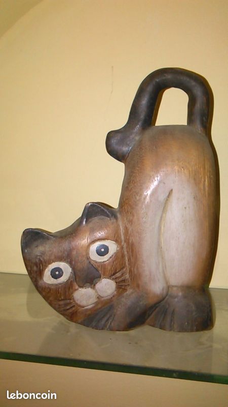 Paire de chats Serre-livres en bois exotique massif sculptés main (image 2)