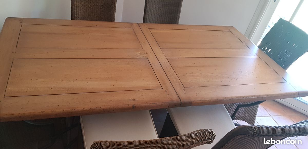 Table Carrée 1.2m + 4 Chaises - Chêne Massif - Avec Rallonge - Mobilier De France