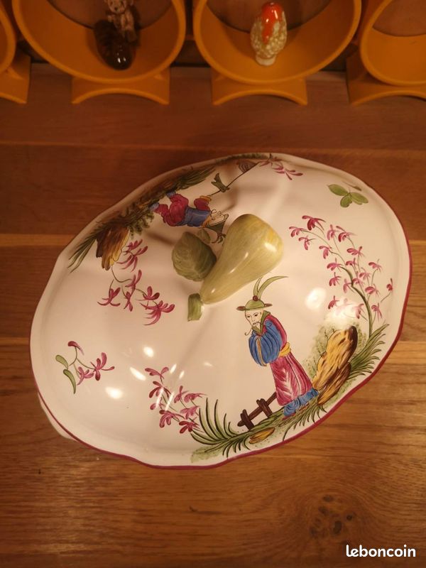 Soupière en Faïence Décor Chinoiseries Peint Main (image 7)