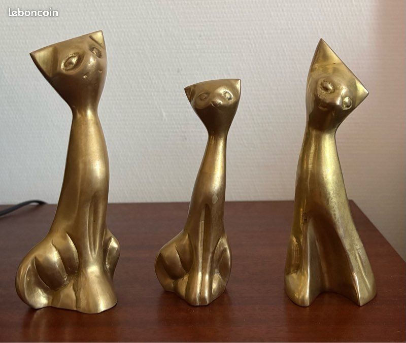 Figurines de chats en laiton vintage (image 2)
