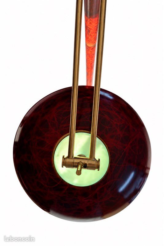 Lampadaire vintage articulé rouge bordeaux et doré : Design original (image 3)