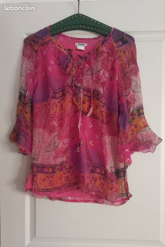 Ensemble jupe blouse Damart taille M 100% soie (image 3)