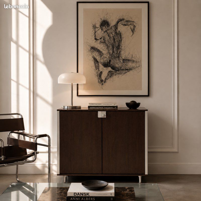 Meuble rangement moderniste vintage métal et bois foncé (image 4)