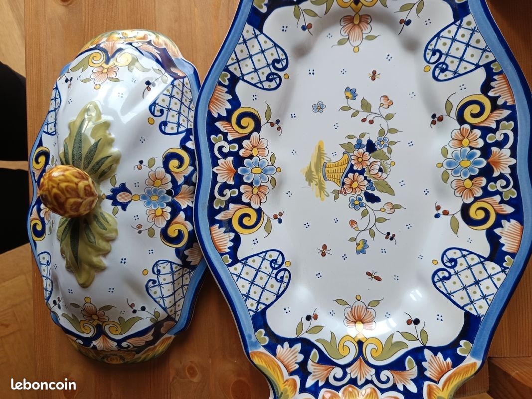 Soupière Vintage en faience de Rouen fait main (image 3)