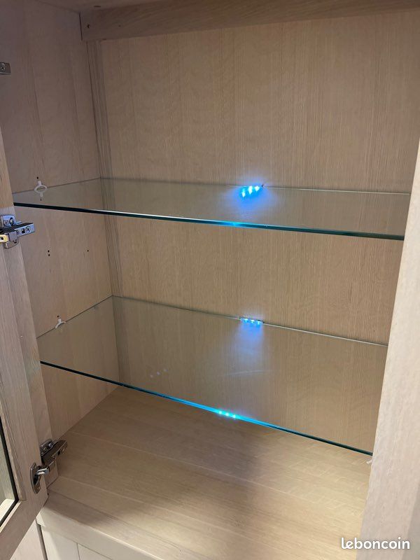 Armoire verrière bois massif chêne blanchi (image 5)