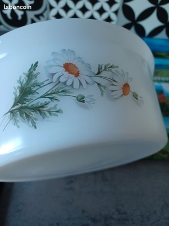 PLAT COCOTTE FOUR fleurs fruitiers pommier ARCOPAL FRANCE 210102 Blanc