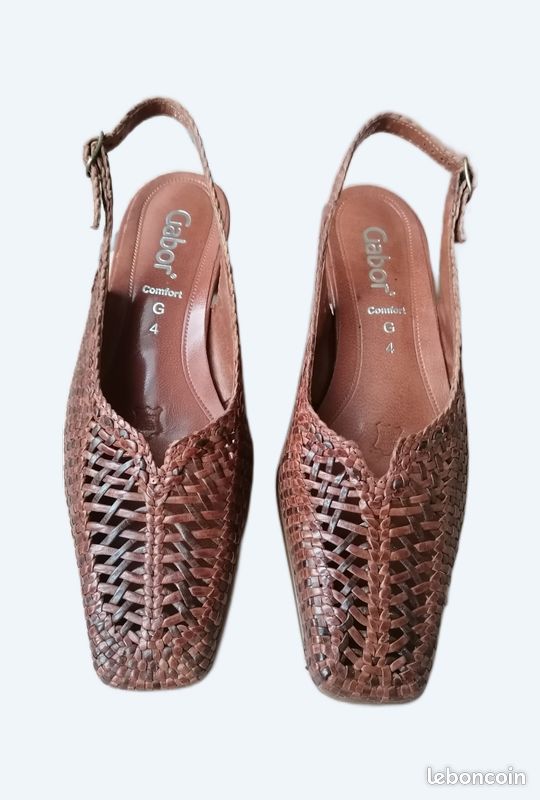 Escarpins En Cuir Marron Pour Femme - Taille 38 - Talons Bas - Occasion En Excellent état