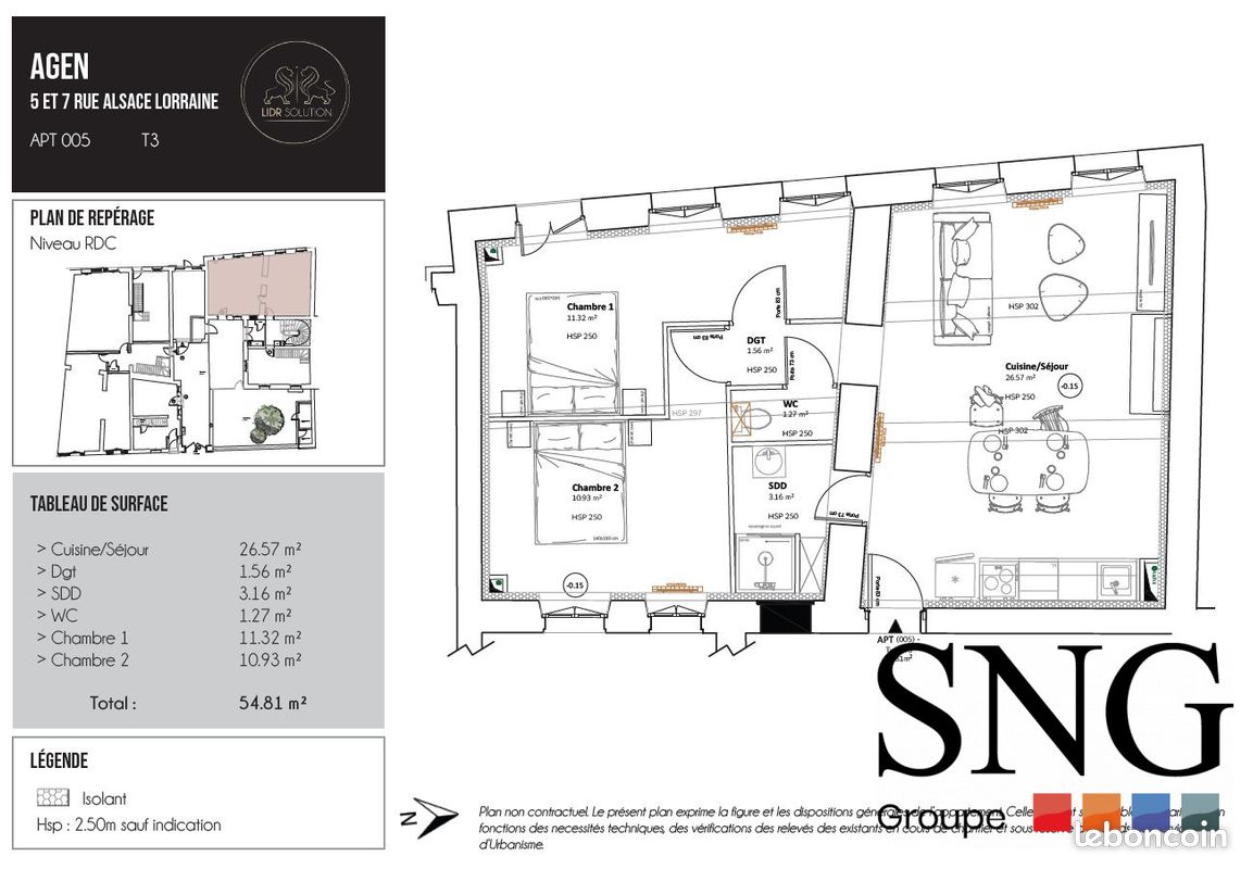 Appartement 3 pièces 55 m² · à Agen · 55 m² · 635 €/mois