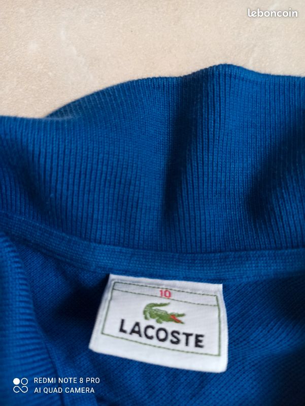 Polo manches longues Lacoste garçon bleu taille 10ans (image 3)