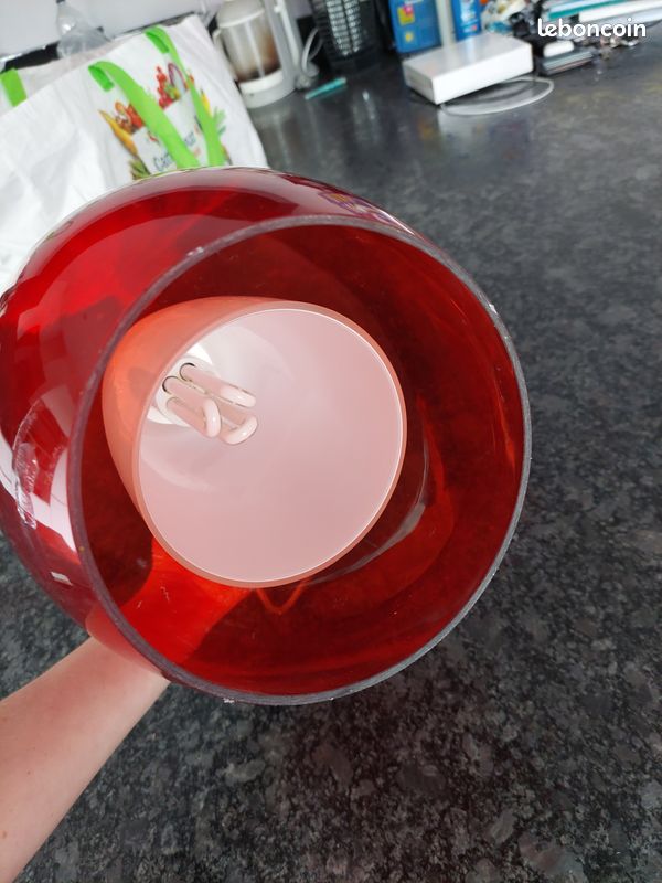 Luminaire suspension verre rouge orangé (image 6)