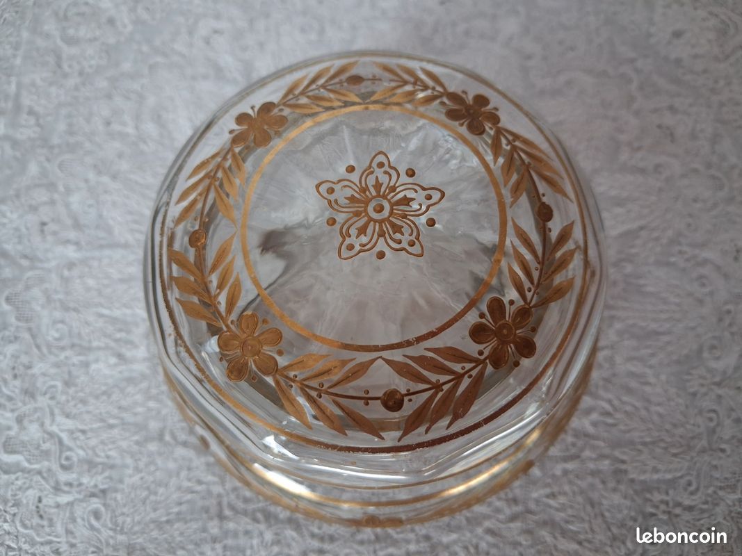 Boîte à bijoux verre soufflé doré main 1920 art déco (image 4)