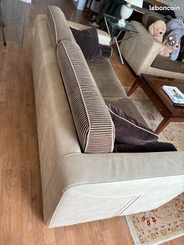 Canapé cuir velour (image 2)