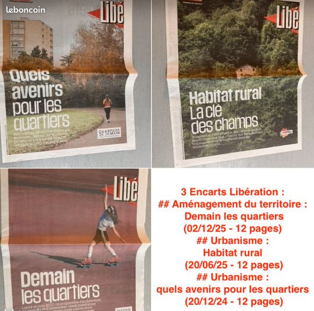 LA VILLE / URBANISME / TRANSPORTS / MOBILITÉ / AMÉNAGEMENT du TERRITOIRE : 1 livre 2 Revues / 1 Journal / 15 Suppléments-encarts (Libération/Le Monde) / 1 dépliants et 3 Cartes Postales (1970/2025 / (image 11)