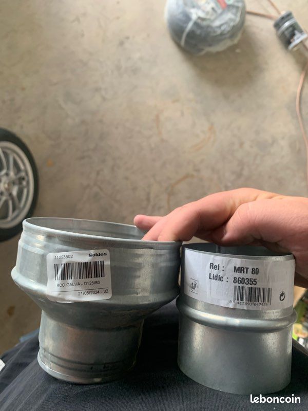 Lot de raccords de ventilation galvanisés Ø125/80 + Ø80 (image 1)