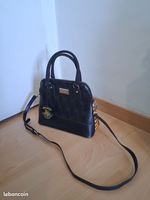 Sac à main Harry Potter Poudlard noir rayures rouges et jaunes (image 6)