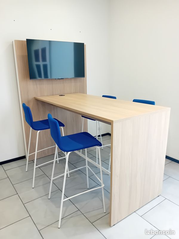 Meuble mur média + 4 chaises hautes + TV led 4K 43" (image 3)